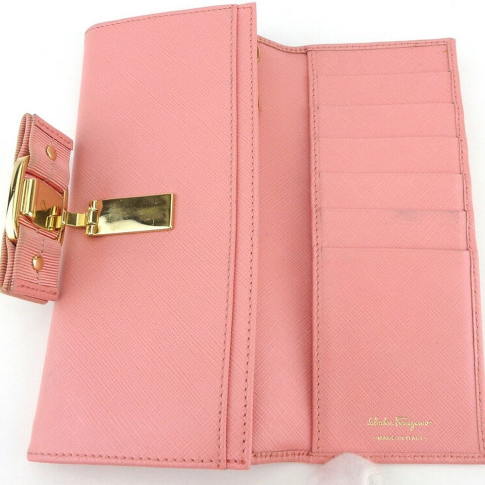 Authentic Salvatore Ferragamo Purse Vala ribbon pink leather  USED - Picture 5 of 8